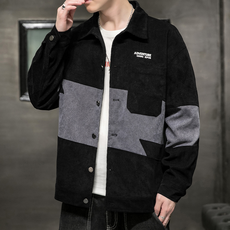秋季长袖卫衣男士时尚潮流男装上衣服宽松休闲复古灯芯绒外套