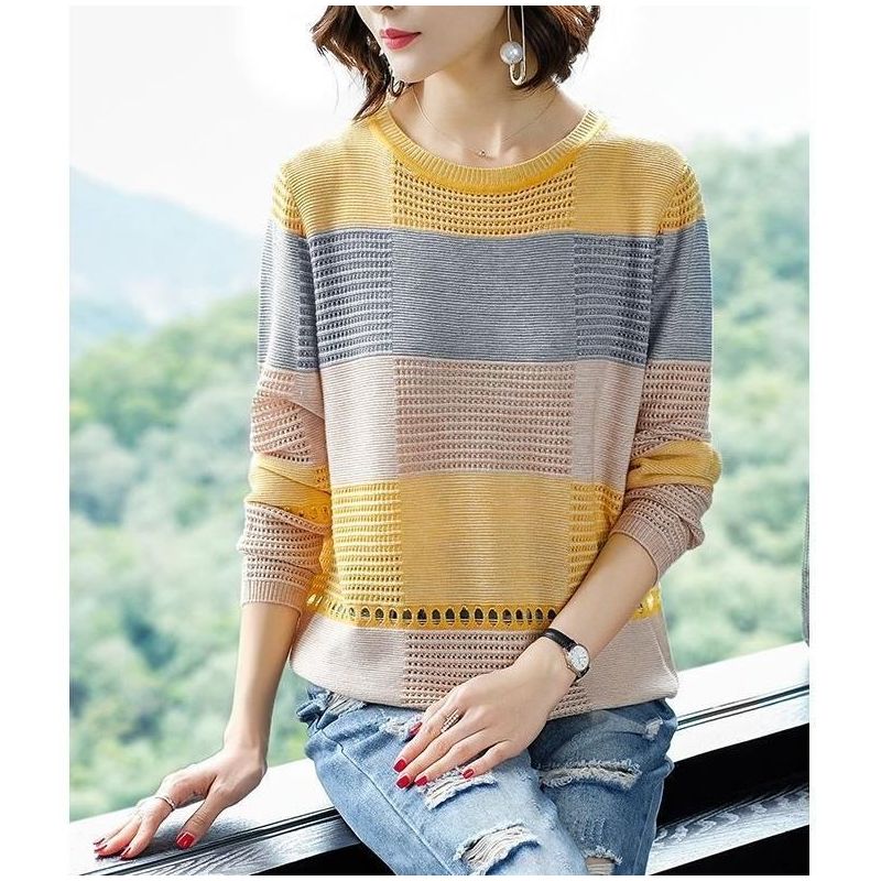 针织衫女宽松薄款2020新款春秋装外穿毛衣洋气时尚打底衫长袖上衣