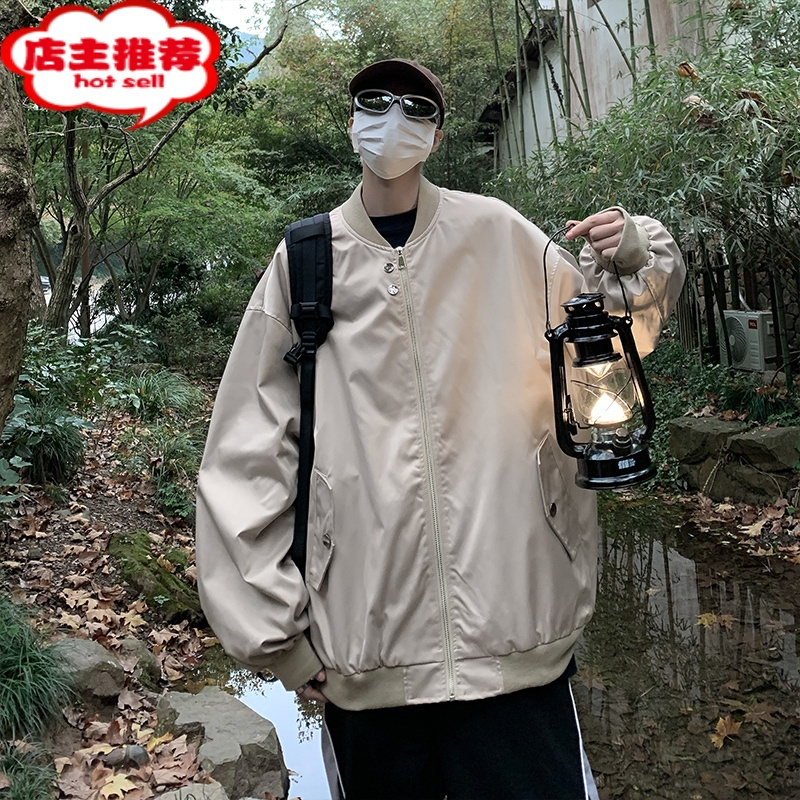 SHANCHAO夏天薄款外套男oversize胖子大码棒球服美式潮牌飞行员夹克