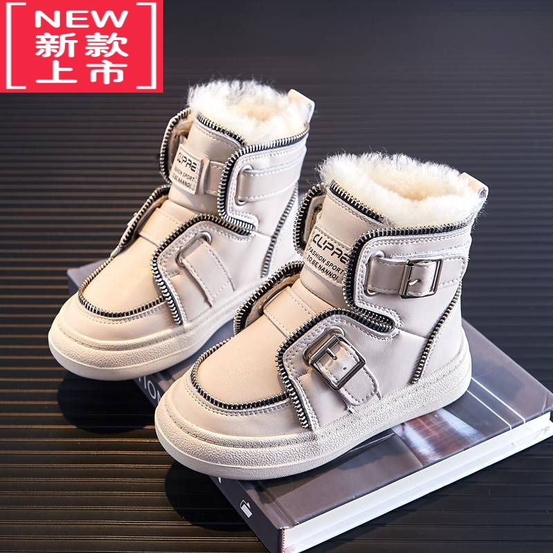 可莉允儿童雪地靴2022新款一体冬季大童棉鞋男童雪地鞋女童短靴
