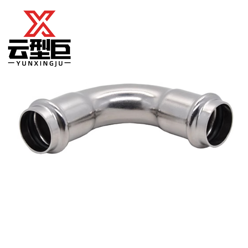 云型巨 不锈钢卡压90度弯头 不锈钢管件 304 单位：个高清大图