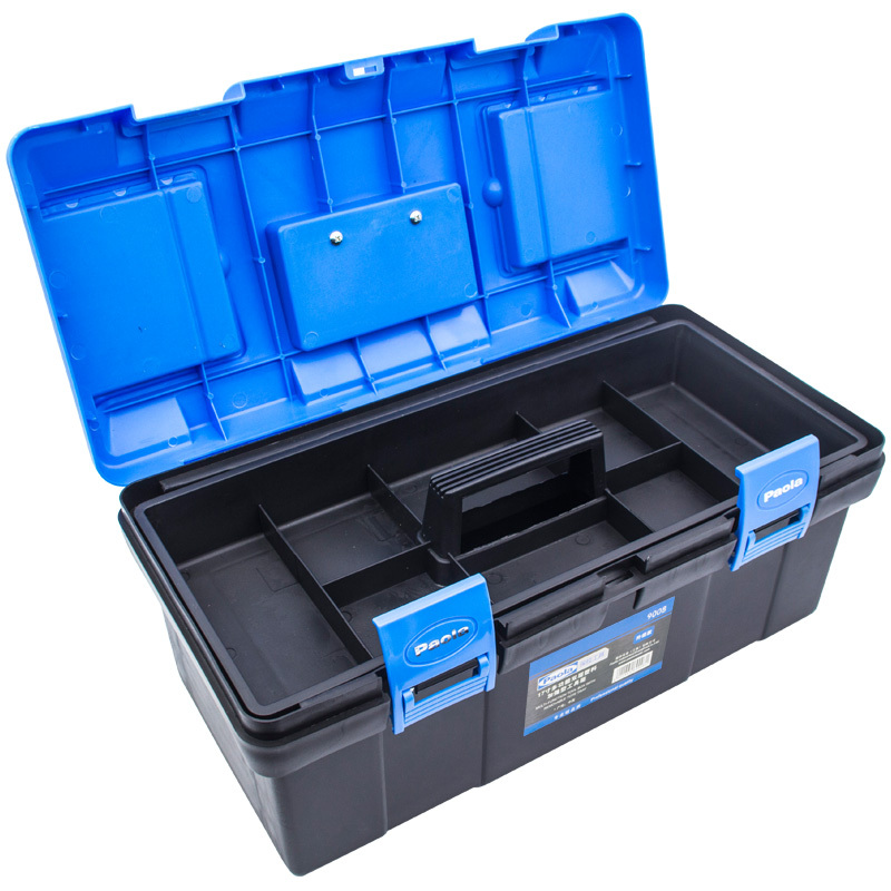 [苏宁自营]保拉(Paola)工具 17寸多功能双层塑料加强型工具箱(升级款)大号收纳五金维修工具盒美术 9008