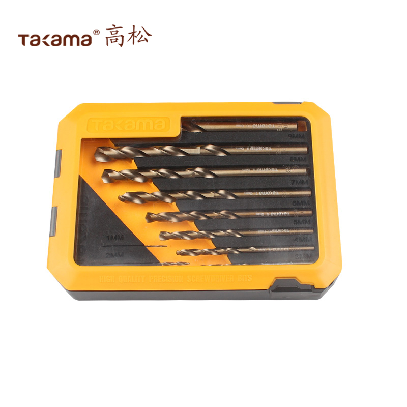 高松Takama不锈钢麻花钻头套装(高硬度工业级) 902000 φ1-10mm 10支装/1盒高清大图