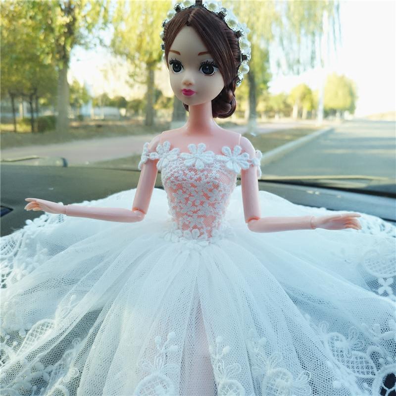 原创高档蕾丝婚纱芭比车载娃娃汽车中控台装饰品女汽车摆件送礼女