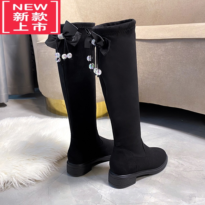 可莉允女童鞋儿童靴子2021年新款秋冬季长靴女孩平底高筒马靴长筒过膝靴