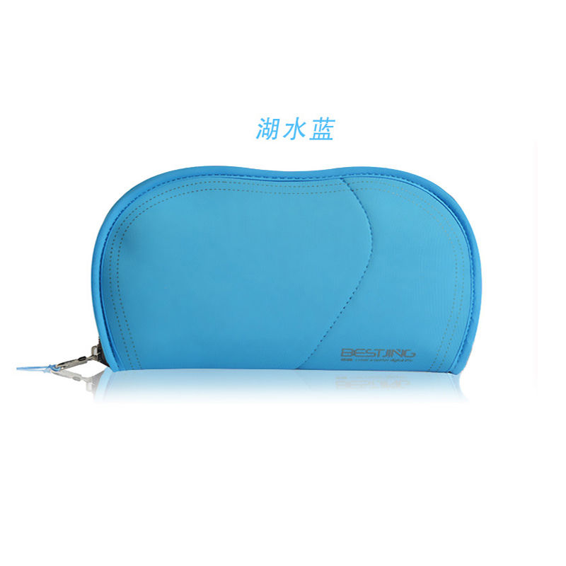 电源线充电器插头收纳包数据线鼠标保护皮套数码配件macbook苹果 花生电源包湖水蓝