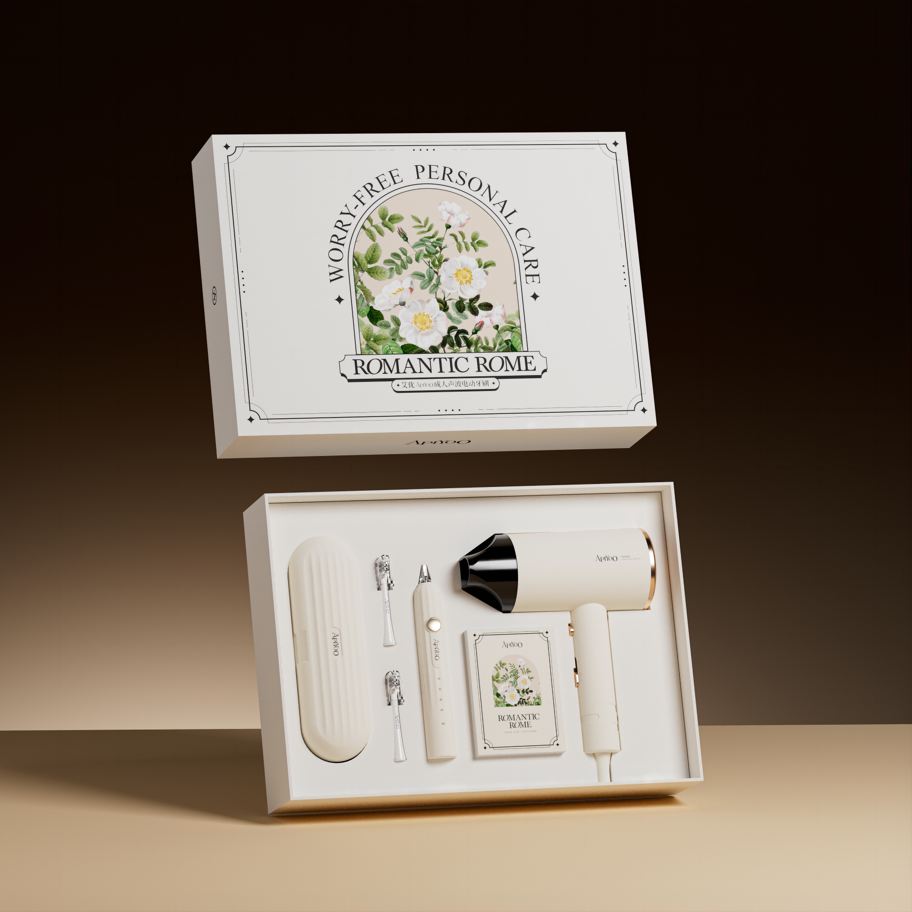 艾优 个人护理组合(电动牙刷+电吹风)-白色 T13-A高清大图