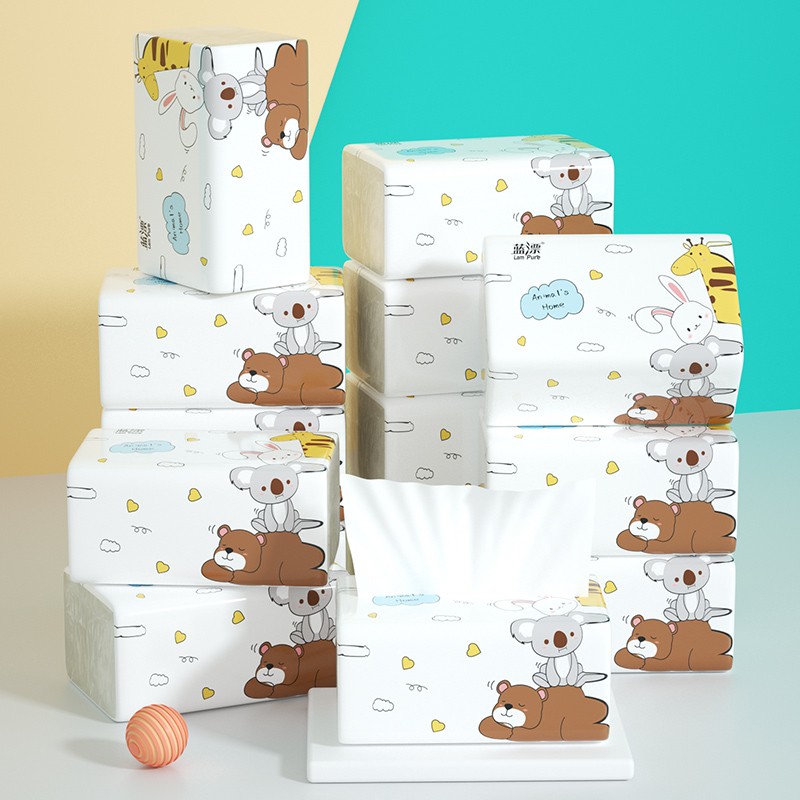 蓝漂大规格白色抽纸100抽4层12包装 棉柔亲肤无香