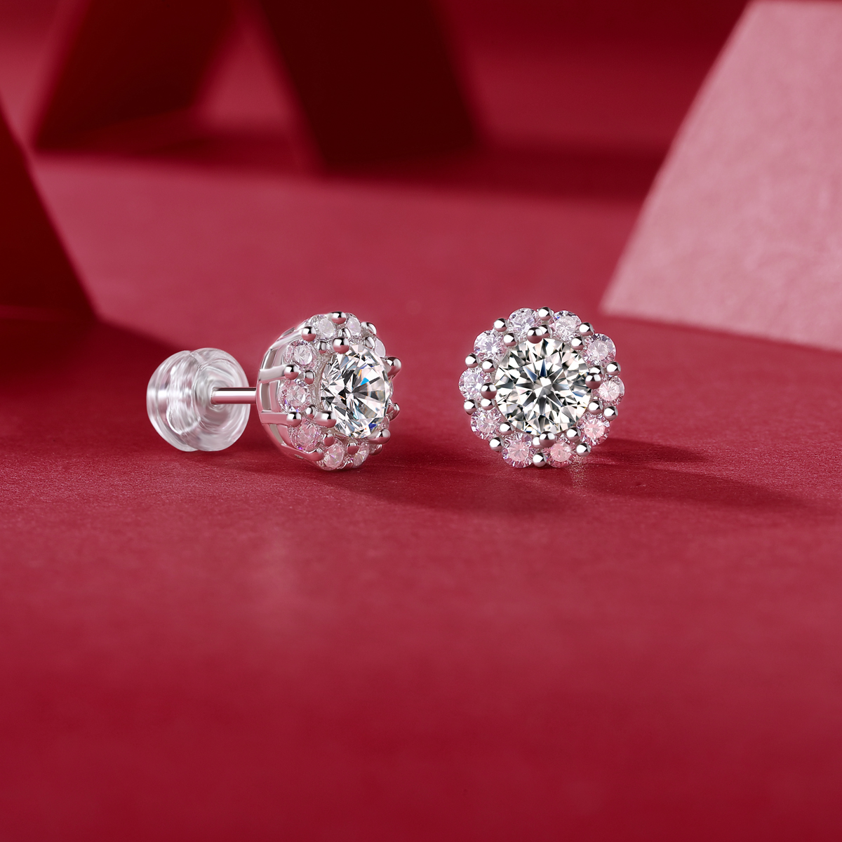 玖钻珠宝 925 银莫桑石简约恒星耳饰E13031-5.0高清大图