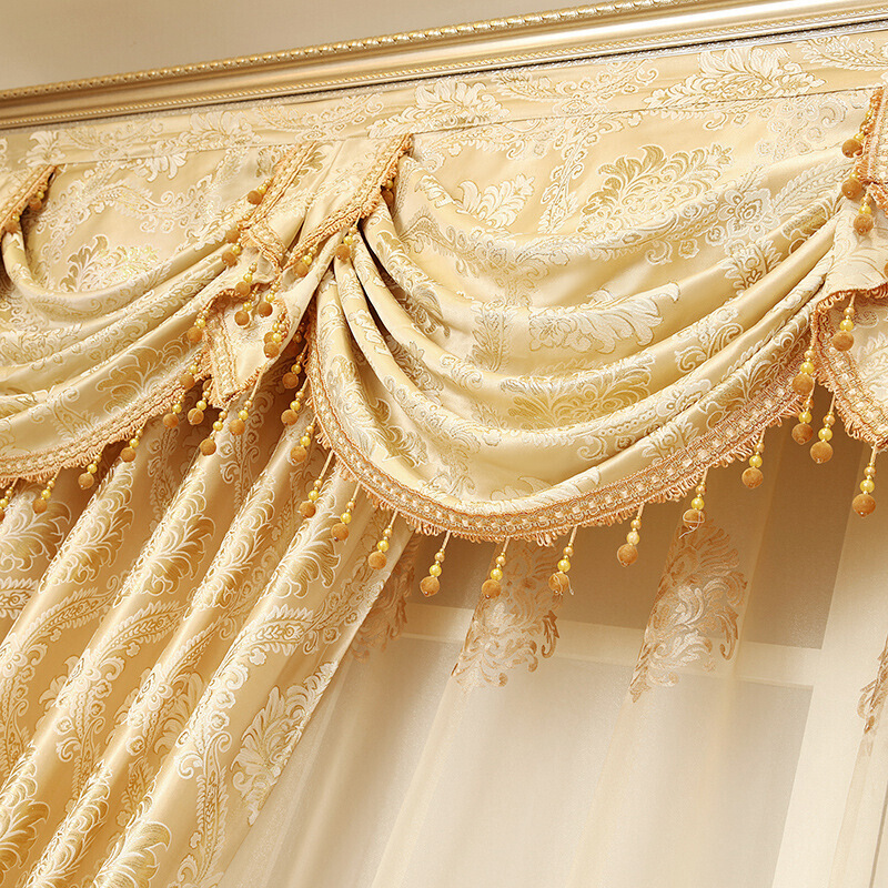 金丝提花欧式成品遮光客厅卧室阳台隔热防晒窗幔落地窗帘布