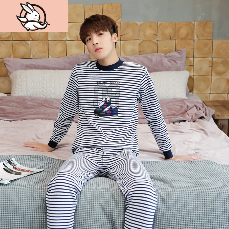 huayangtu男生青少年秋衣秋裤套装棉中大童线衣线裤男生初中生棉毛衫