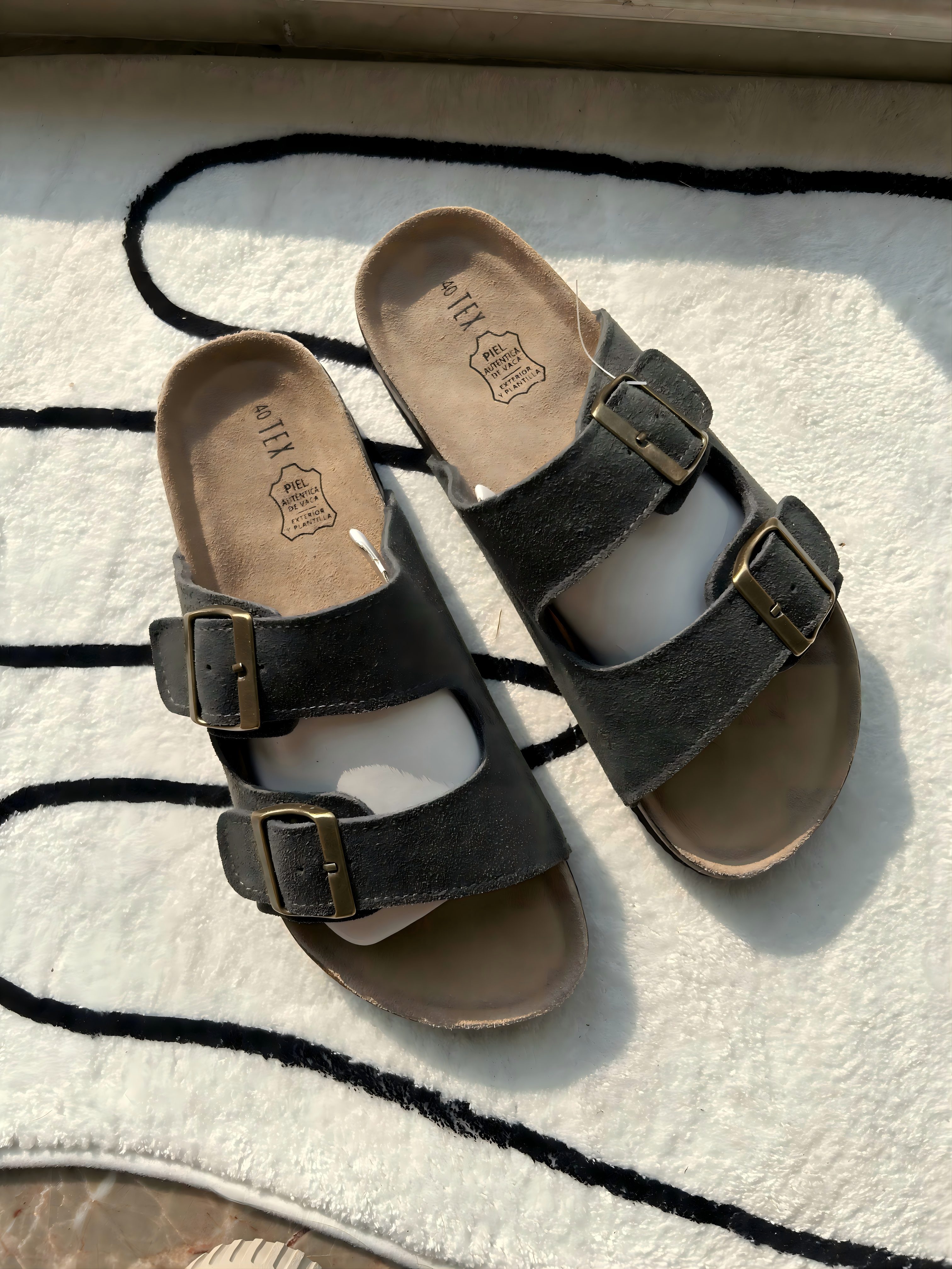 外贸出口男士春夏牛皮软木拖勃肯拖鞋凉拖鞋高清大图