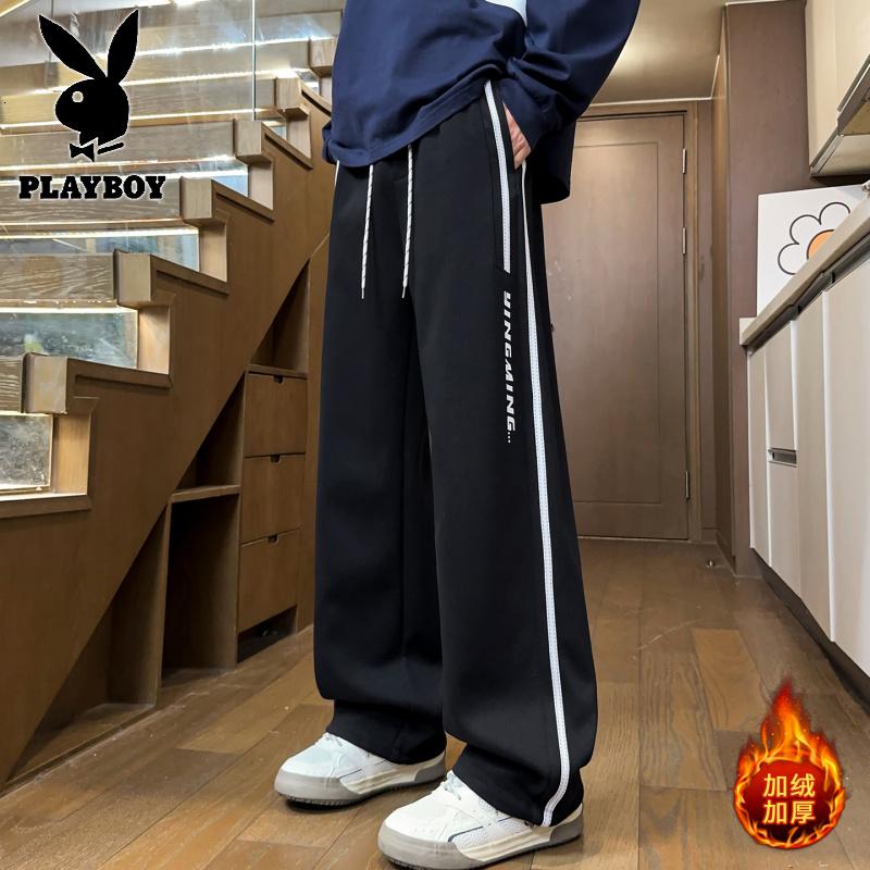 花花公子新款青少年学生裤男装直筒休闲加绒加厚奥粒绒卫裤K773R_318高清大图