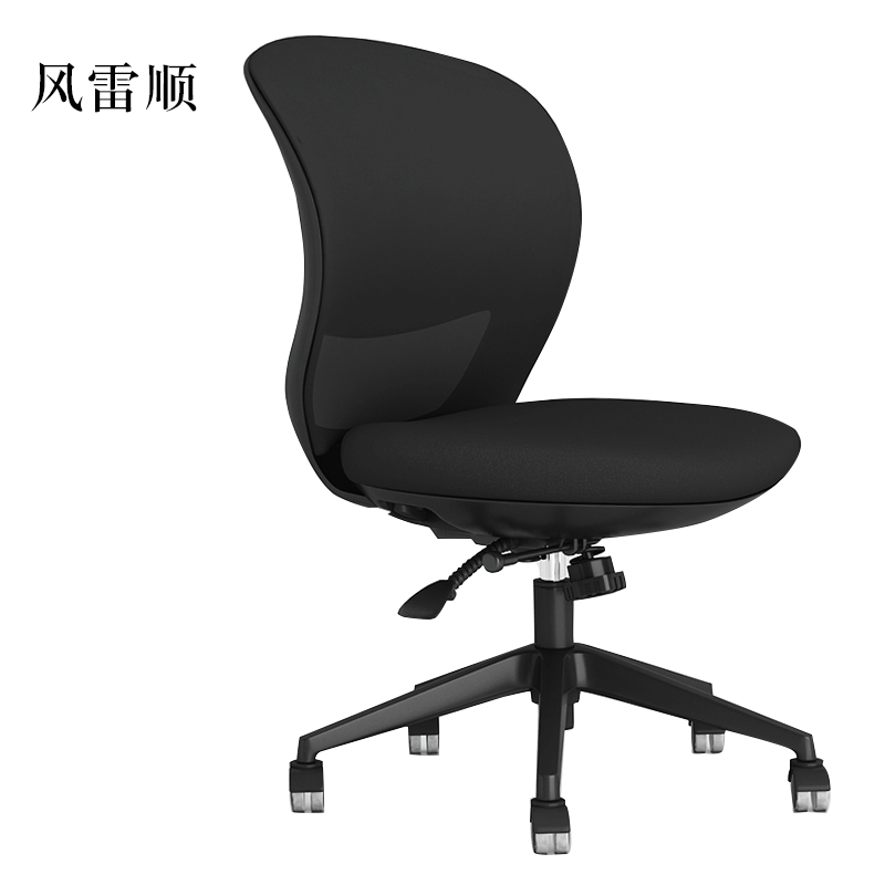 风雷顺工作椅电脑椅人体工学升降转椅写字椅黑框黑网(无扶手款)高清大图