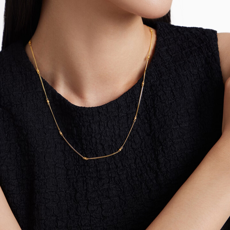 周大福马年生肖本命年马蹄扣素链马衔环足金黄金项链计价（工费460元）EOF1841高清大图