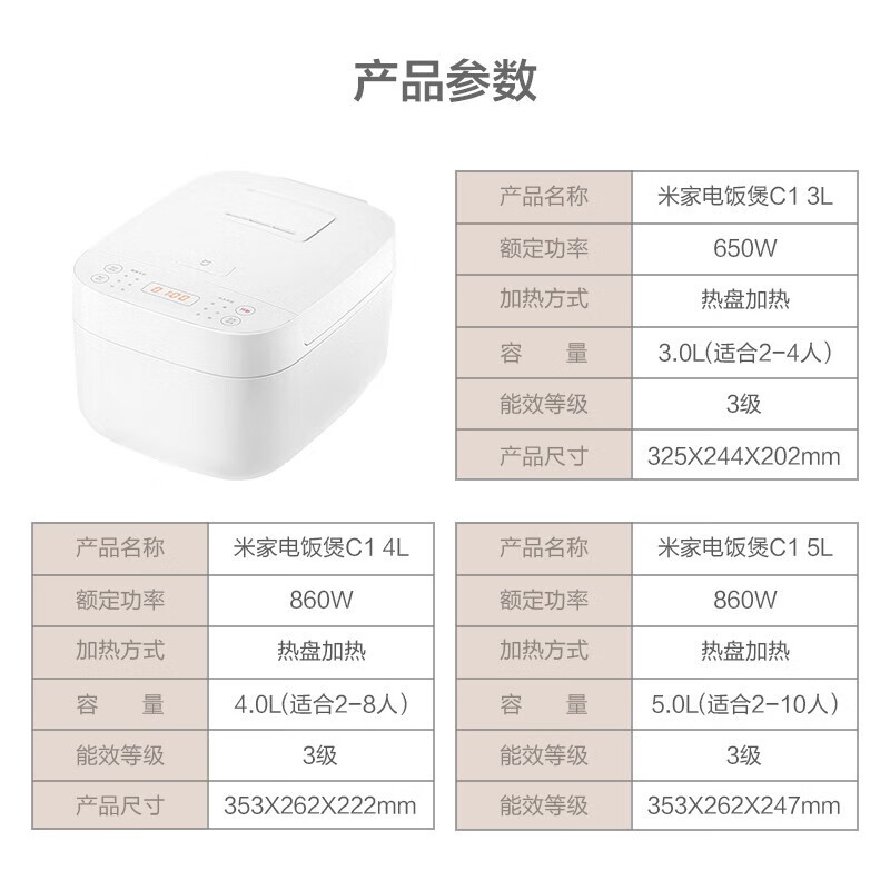 小米 米家电饭煲C1 3L 24H智能预约高清大图