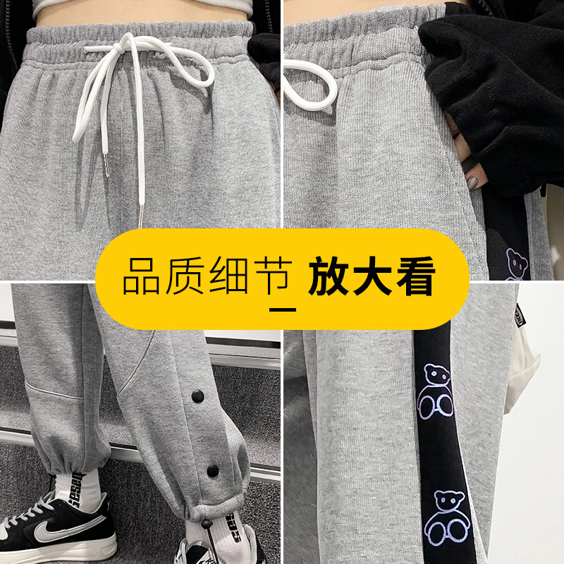 DEBRAND新年限定美式针织裤子女春秋季韩版百搭排扣裤束脚九分裤
