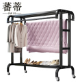 落地晾衣架黑色 晾衣架滑轮款 个