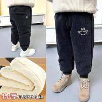 儿童裤子加绒加厚冬款男童灯芯绒三层小童2023新款加棉裤