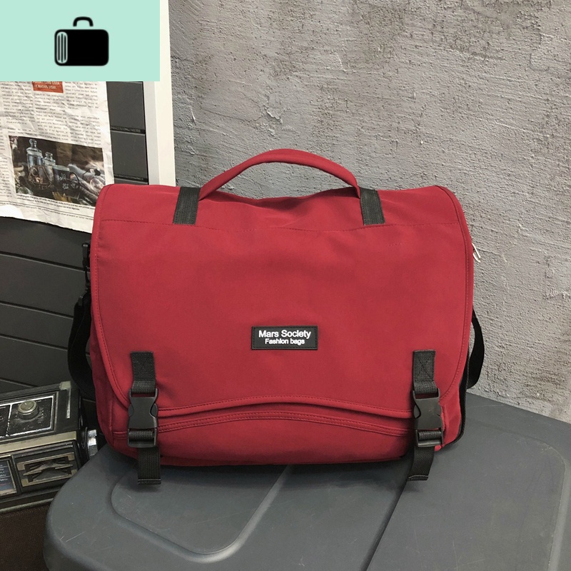单肩斜挎包男士大容量旅行邮差包时尚潮流多用书包女韩版双肩背包NEW LAKE 红色（不带挂件）【收藏赠送礼品】