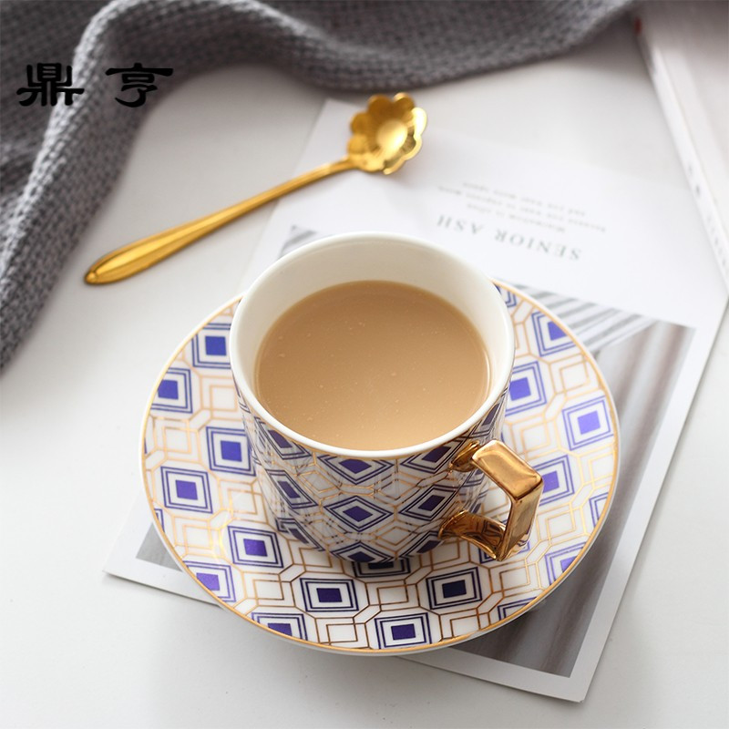 鼎亨英式陶瓷咖啡杯碟套装带勺欧式红茶杯下午茶茶杯家用简约咖啡