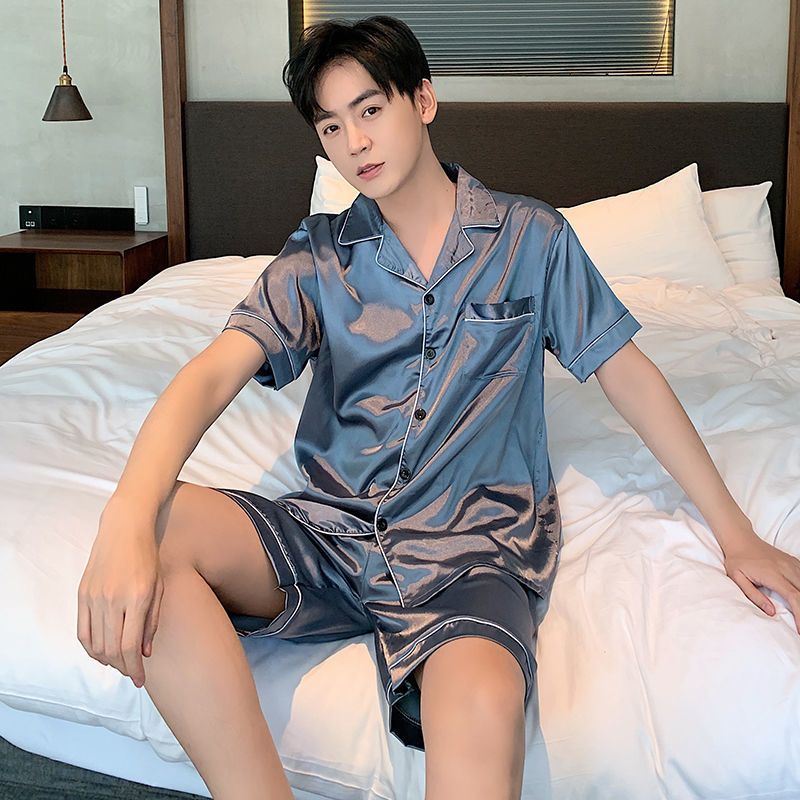 男士睡衣短袖薄款仿冰丝春夏季薄款夏天卡通可爱学生家居服套装莎丞