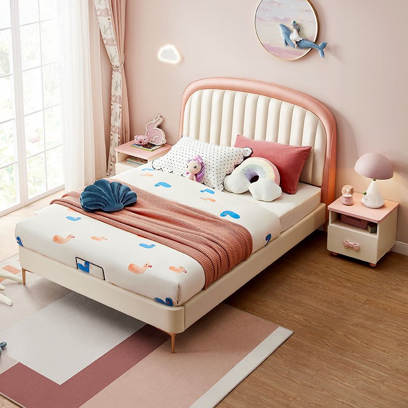 儿童床童趣设计柔软硅胶皮床稳固实木床架男孩女孩卧室床m1b0101002