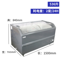 妮雪580升黑色超市冰柜商用展示柜卧式岛柜冷柜冰箱冷藏冷冻柜雪糕柜保鲜柜