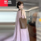 YIBUSHENG粉色气质无袖挂脖吊带连衣裙子女季2024新款温柔风法式甜美长裙