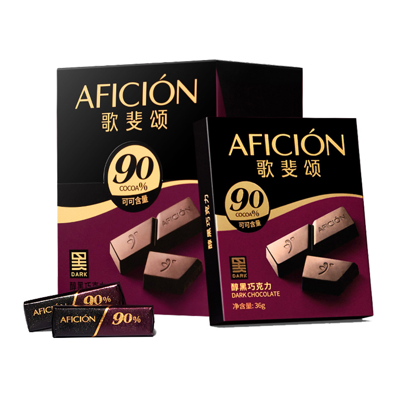 歌斐颂 90%黑巧克力288g品鉴解馋饱腹 健身办公室下午茶 休闲零食