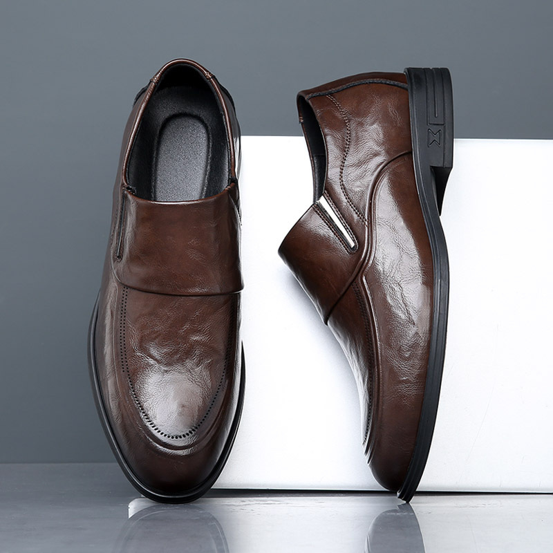 男士皮鞋秋季新款正装商务透气黑色增高真皮休闲新郎结婚鞋男