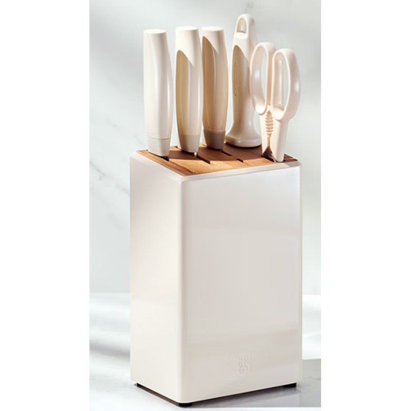 双立人1032837钛金抗菌刀具7件套-奶油白