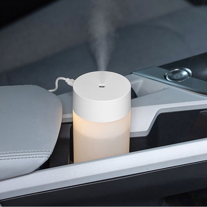 小型家用静音usb加湿器 空调大雾量喷雾加湿器香薰精油车载补水器|简约款-白色 加湿器+2棉棒+柠檬精油