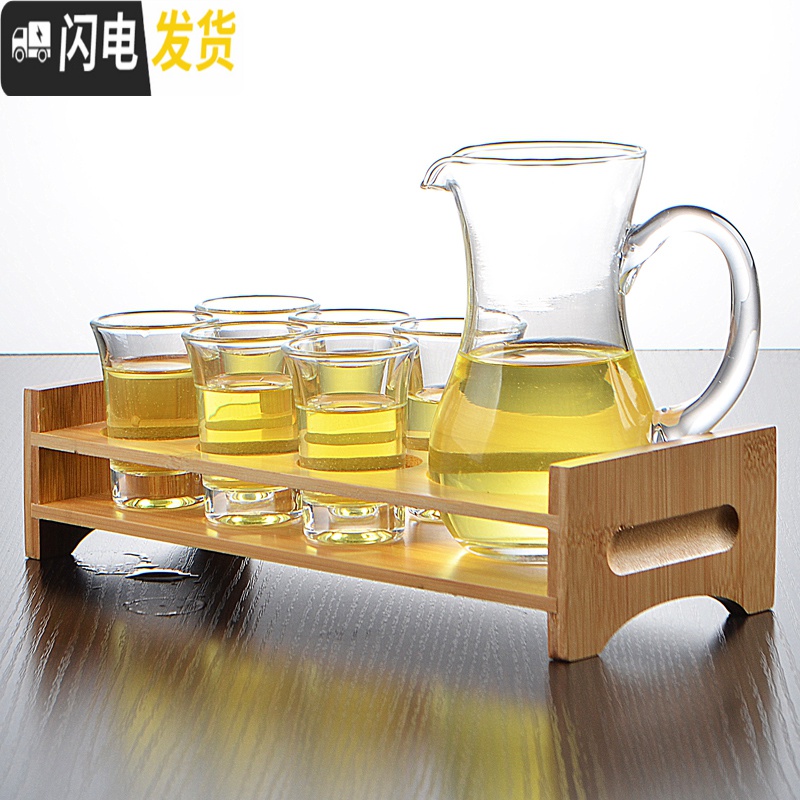 三维工匠一两白酒杯套装小扎壶分酒器白酒家用玻璃子弹杯小酒杯一口杯小号 6只16小子弹+1只80壶买1送1高清大图