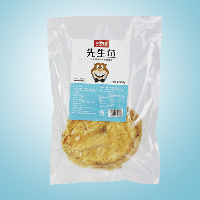 海狸先生烤鱼片250gX1袋现烤马面鱼即食鱼干片大连特产现烤鱼片 美味鱼片(先生鱼)1袋装 休闲零食