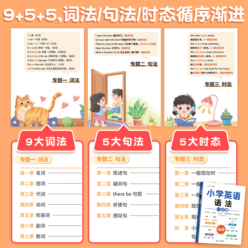 英语 [正版]小学英语语法一本通 小学英语语法知识大全时态句法零基础入门英语语法全解专项训练