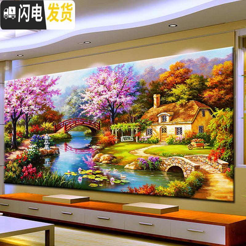 三维工匠蒙娜丽莎十字绣2019新款线绣梦幻家园钻石画满钻砖石绣自己绣 [满钻-钻石画]180*80厘米[多配20钻量]高清大图