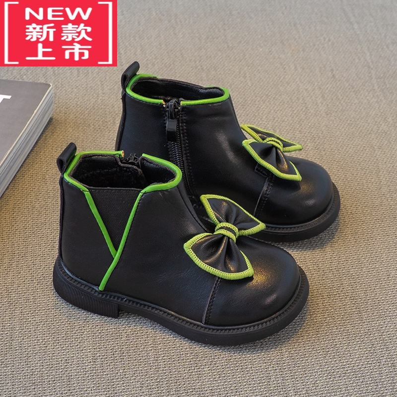 可莉允2022秋冬新款女童靴子小女孩短靴软底宝宝鞋儿童公主靴加绒皮靴潮