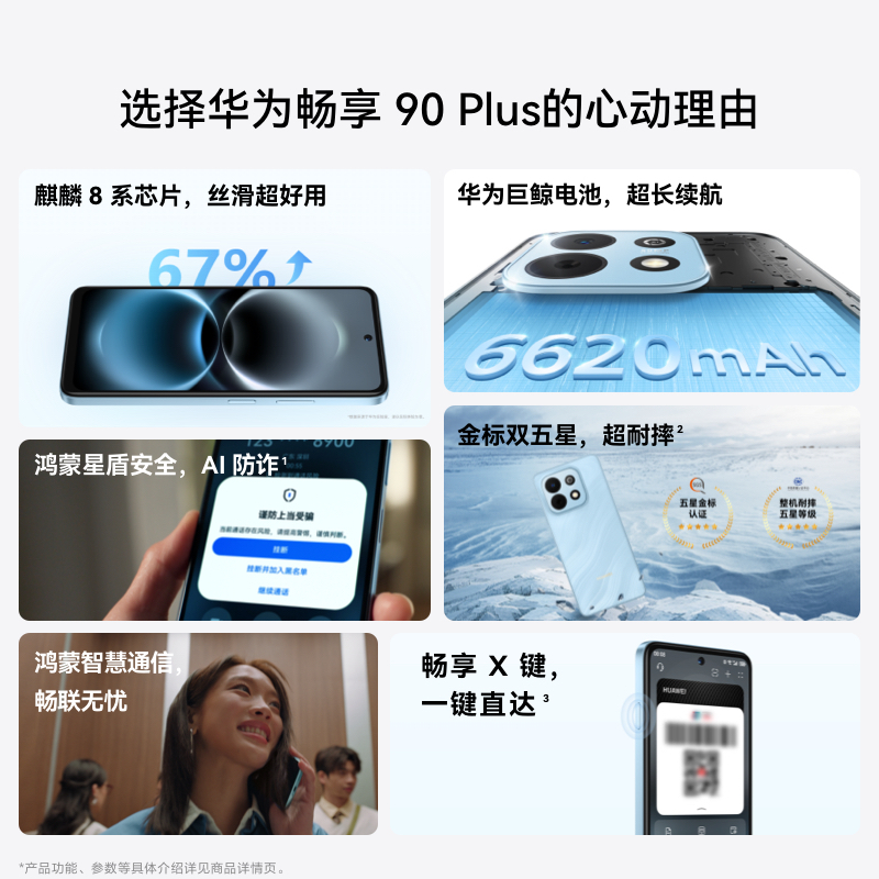华为 畅享 90 Plus 智能手机 256GB 星海蓝 JUY-AL50 全网通 麒麟8系芯片 6620mAh巨鲸大电池高清大图