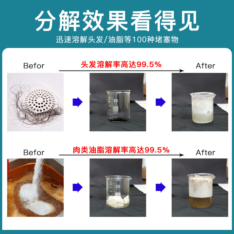 管道疏通粉300ml*10瓶 强力溶解厨房下水道油污堵塞厕所马桶尿碱清洁万能神器高清大图