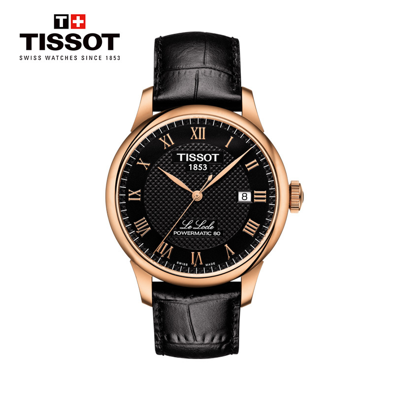 [送礼优选]天梭(TISSOT)瑞士手表 经典复古低调内敛 力洛克系列皮带男士机械表T006.407.36.053.00高清大图