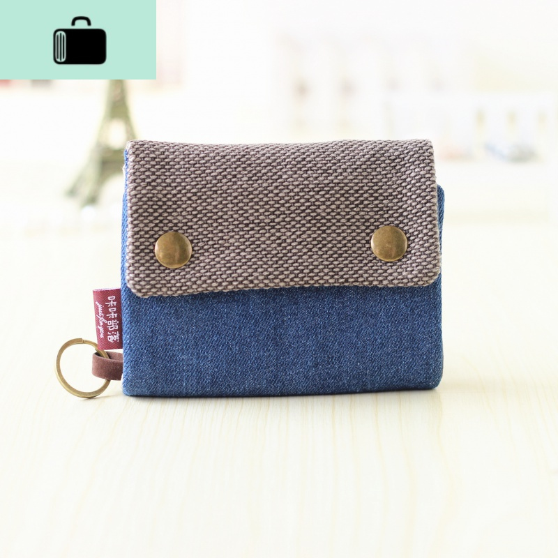 韩版卡通帆布小钱包三折男女通用迷你布艺零钱包钥匙包多功能卡包new