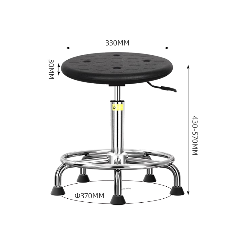 臻远ZY-7935防静电椅子车间流水线升降椅子 43-57cm圈脚黑脚杯高清大图