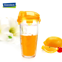 三光云彩(GLASSLOCK)韩国进口玻璃水杯茶杯办公室花茶杯泡茶杯随手杯黄色 RC918 450ml玻璃水杯