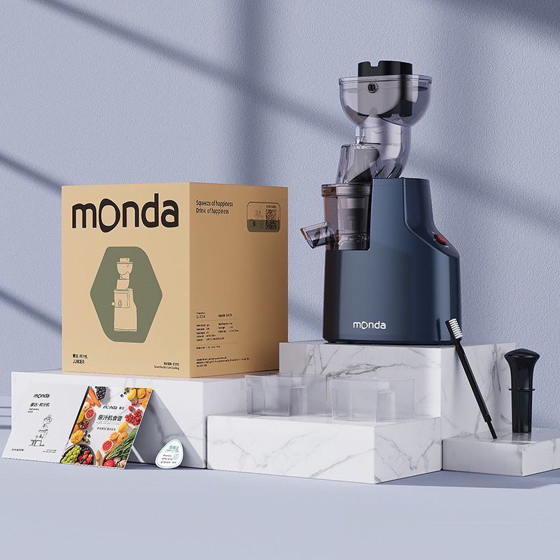 monda榨汁机蒙达原汁机多功能家用汁渣分离商用大口径鲜榨果汁机果蔬压榨搅拌料理机网红推荐-白白橙