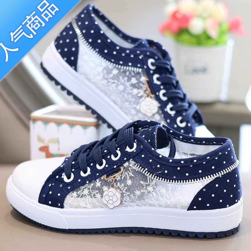 SUNTEK2022新款镂空初中学生帆布鞋女透气网面运动鞋百搭软底休闲板鞋2高清大图