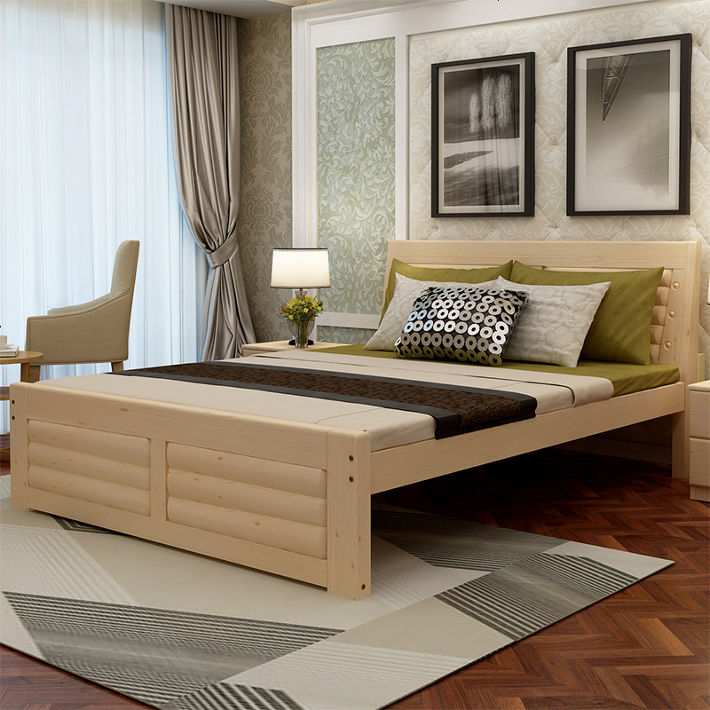 实木床1.5m 1.8米双人床储抽屉大床成人床单人床1.2 1.3 松木床