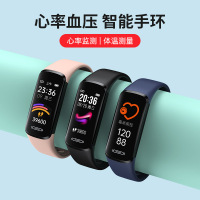 [体温测量款]彩屏智能监测血压睡眠心率过高提示来电信息提醒男女时尚运动跑步防水计步器健康苹果安卓手机通用手环fingertime 樱花粉