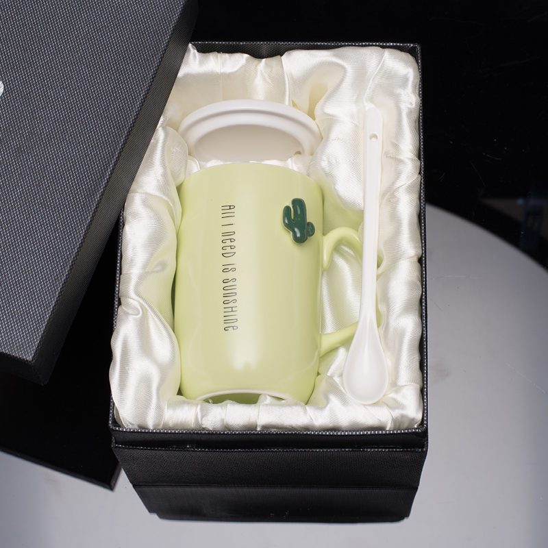 ins北欧创意咖啡杯陶瓷杯子马克杯带盖勺简约牛奶办公室水杯潮流