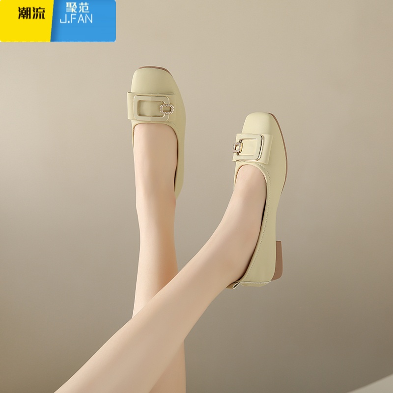 聚范女鞋2024新款夏季一脚蹬浅口单鞋配裙子软底孕妇不累脚豆豆鞋高清大图